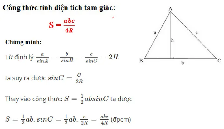 Công thức tính diện tích tam giác: vuông, thường, cân, đều
