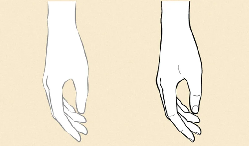 bước 2 vẽ hình dạng cơ bản của bàn tay