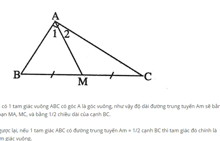 định lý 2 đường trung tuyến và diện tích của tam giác