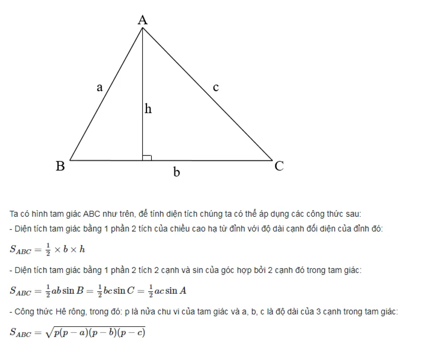 hướng dẫn phương pháp tính diện tích S tam giác đơn giản và giản dị và thời gian nhanh chóng